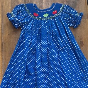 Blue Polka Dot and Apple Kids Dress